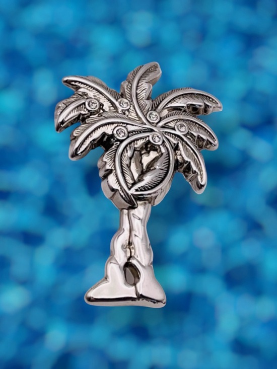 Best Jewelry - Statement Polished Silver Tone Palm Tree Brooch Pendant by Best